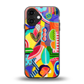retro abstract back phone cover | glass case for iphone 16