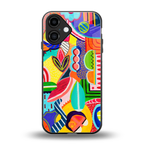 retro abstract back phone cover | glass case for iphone 16
