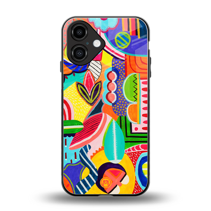 retro abstract back phone cover | glass case for iphone 16