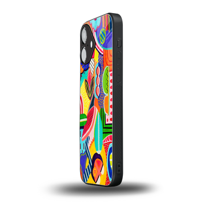 retro abstract back phone cover | glass case for iphone 16