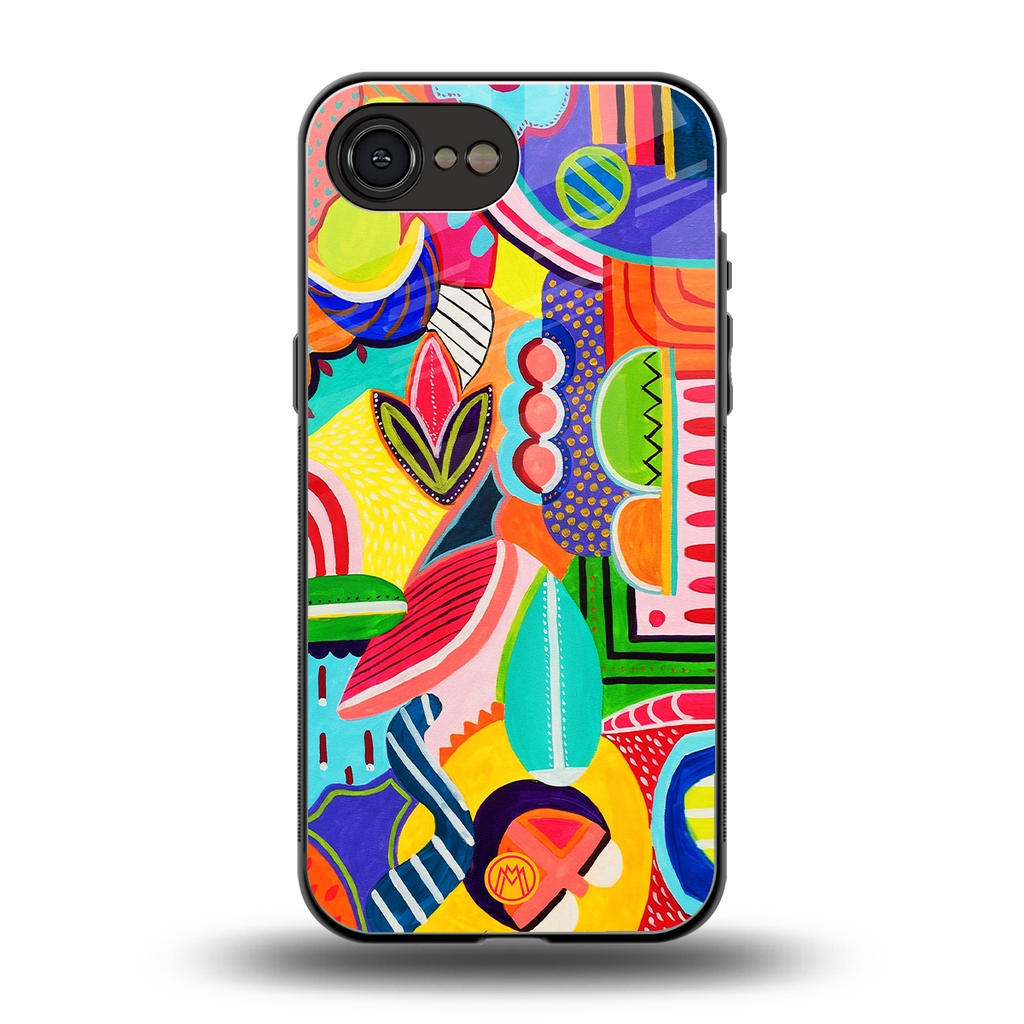 retro abstract back phone cover | glass case for iphone 16e