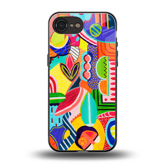 retro abstract back phone cover | glass case for iphone 16e