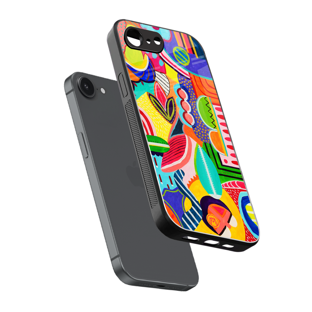 retro abstract back phone cover | glass case for iphone 16e