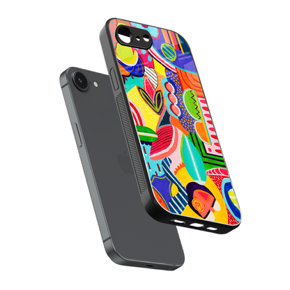 retro abstract back phone cover | glass case for iphone 16e
