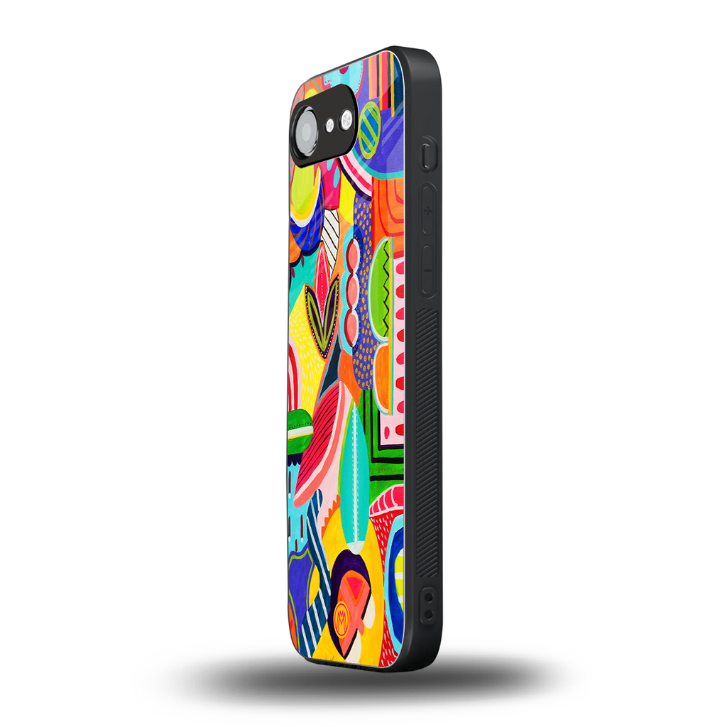 retro abstract back phone cover | glass case for iphone 16e