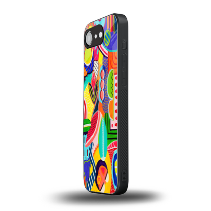 retro abstract back phone cover | glass case for iphone 16e