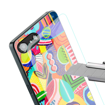 retro abstract back phone cover | glass case for iphone 16e