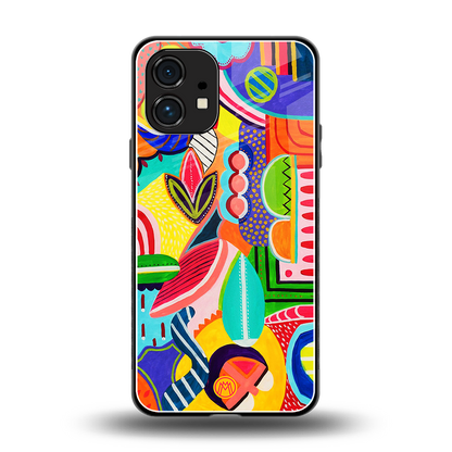 retro abstract back phone cover | glass case for nothing phone 1