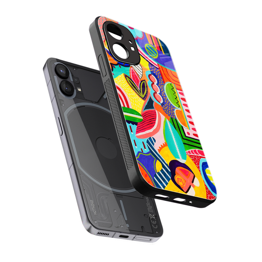 retro abstract back phone cover | glass case for nothing phone 1