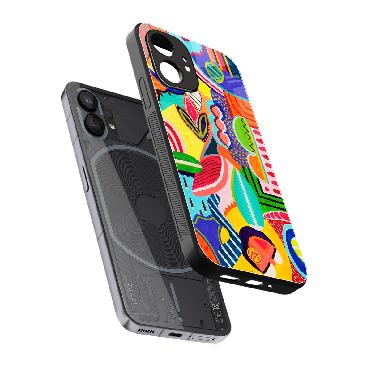 retro abstract back phone cover | glass case for nothing phone 1