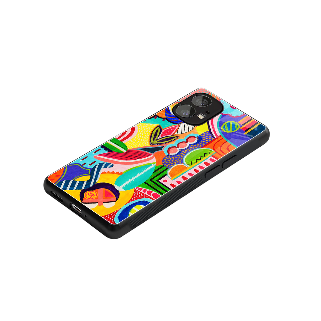 retro abstract back phone cover | glass case for nothing phone 1