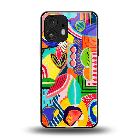 retro abstract back phone cover | glass case for nothing phone 2