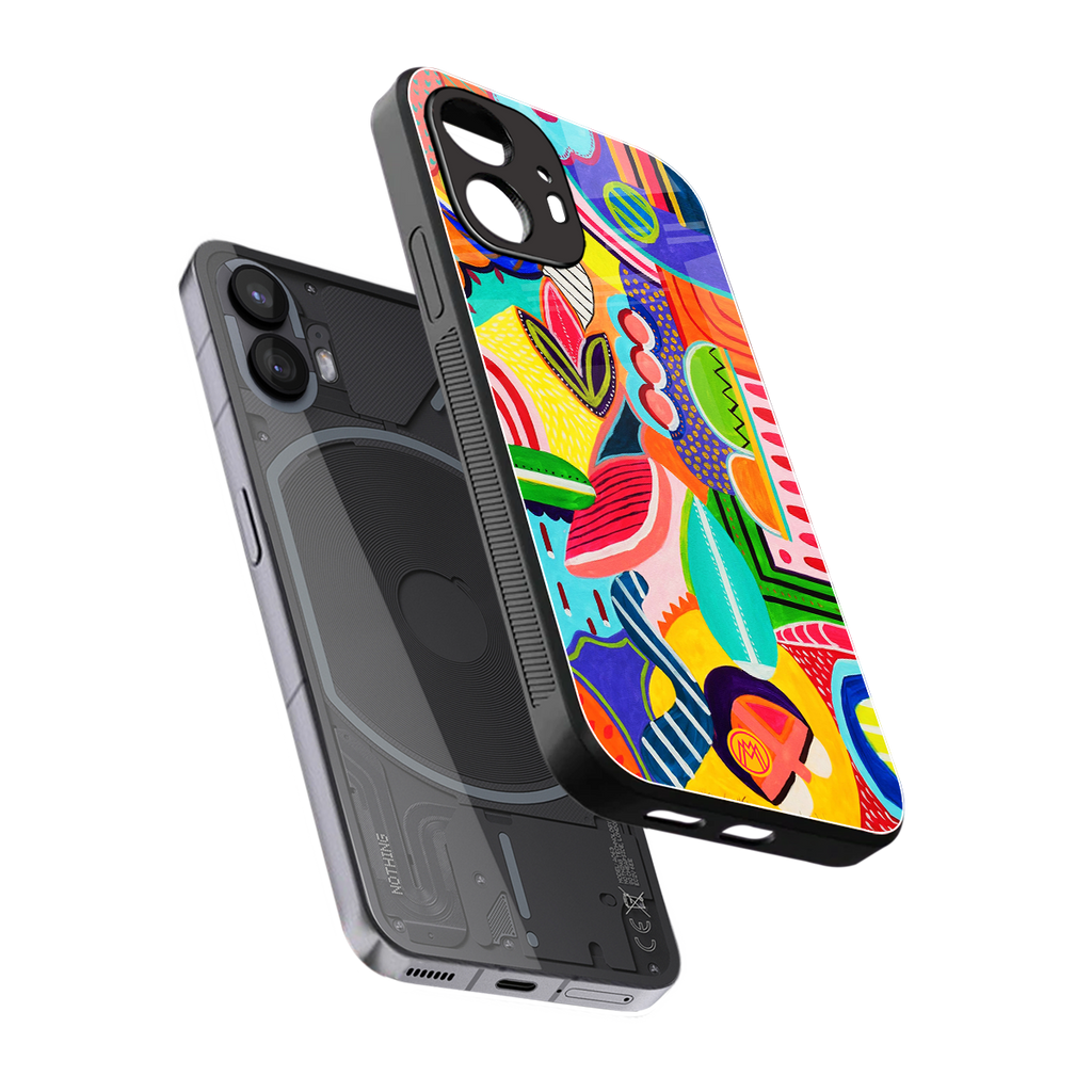 retro abstract back phone cover | glass case for nothing phone 2