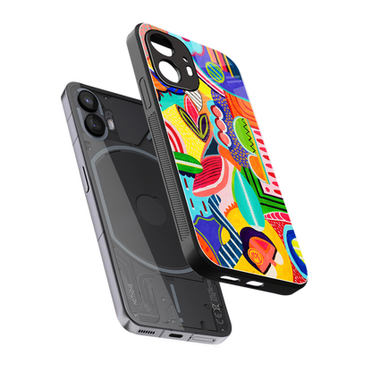retro abstract back phone cover | glass case for nothing phone 2