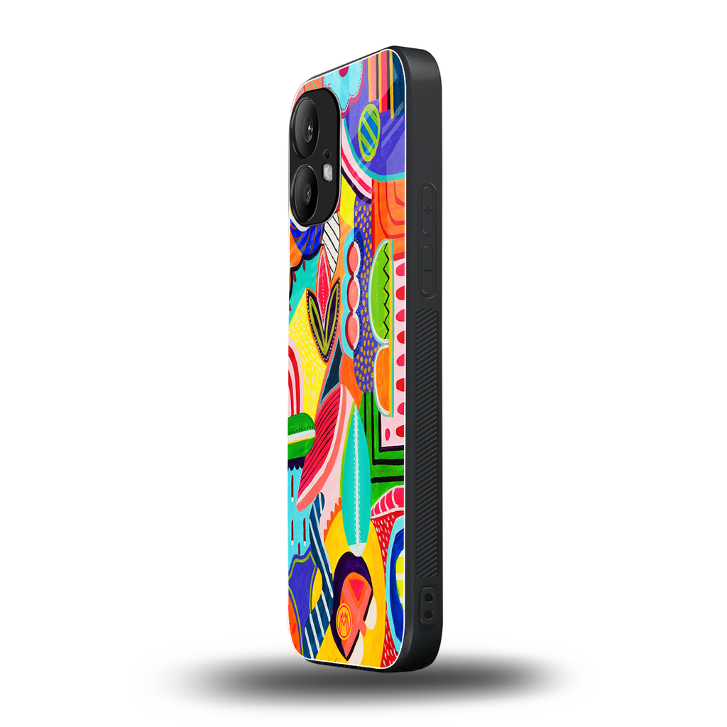 retro abstract back phone cover | glass case for nothing phone 2