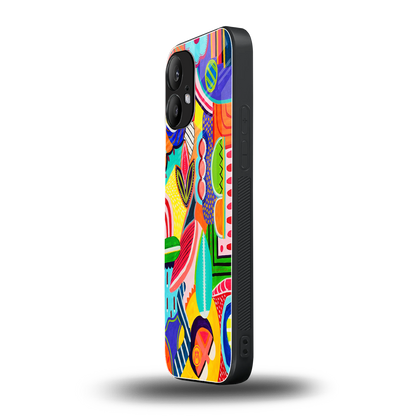 retro abstract back phone cover | glass case for nothing phone 2