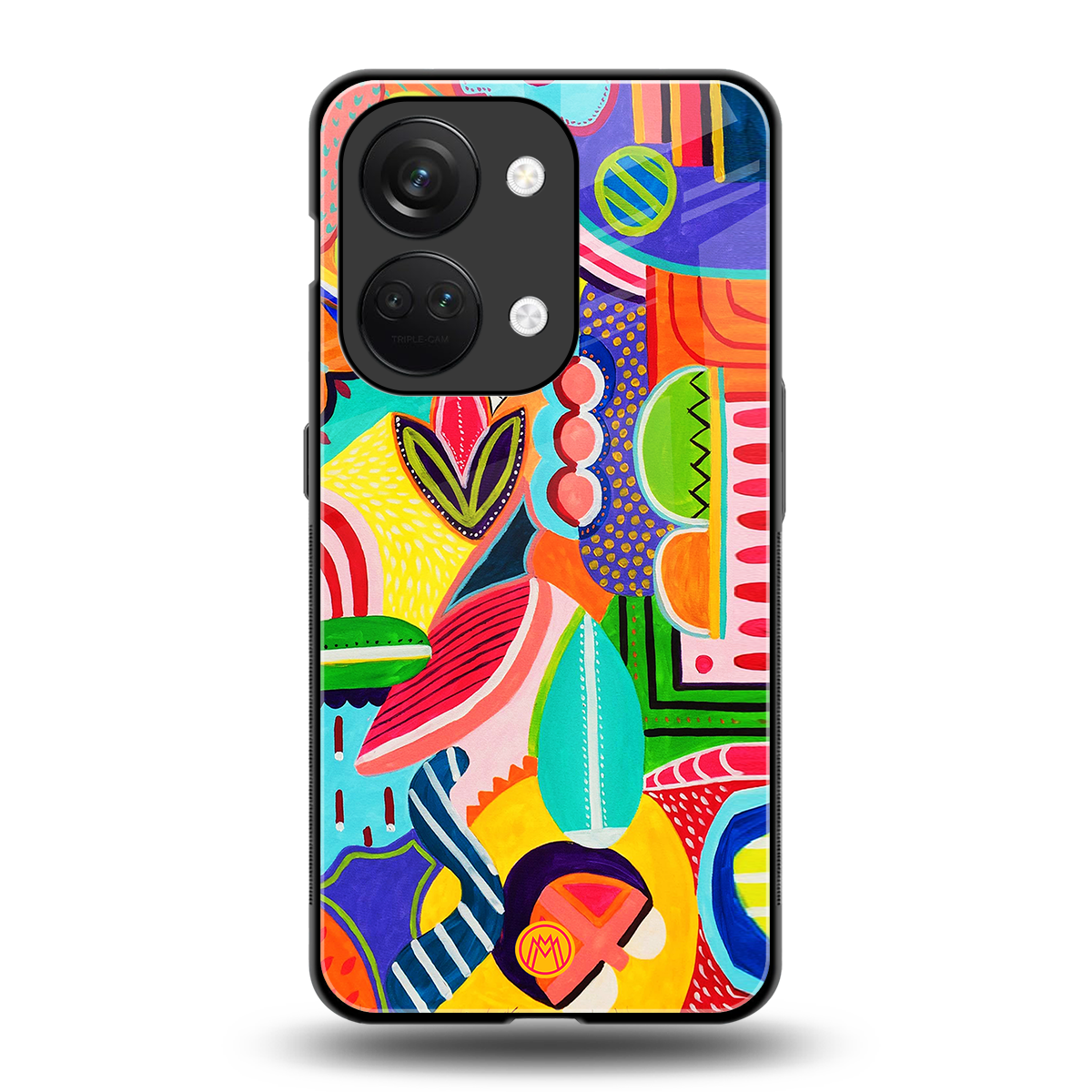 retro abstract back phone cover | glass case for oneplus nord 3
