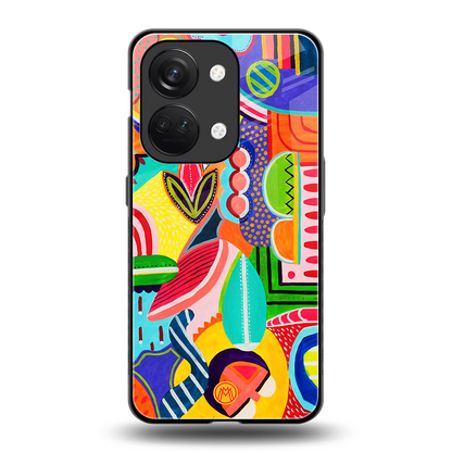 retro abstract back phone cover | glass case for oneplus nord 3