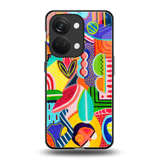 retro abstract back phone cover | glass case for oneplus nord 3