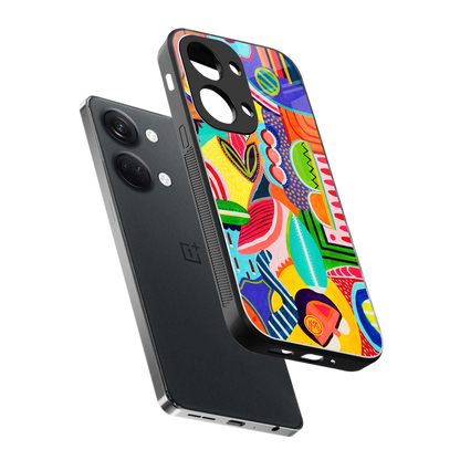 retro abstract back phone cover | glass case for oneplus nord 3