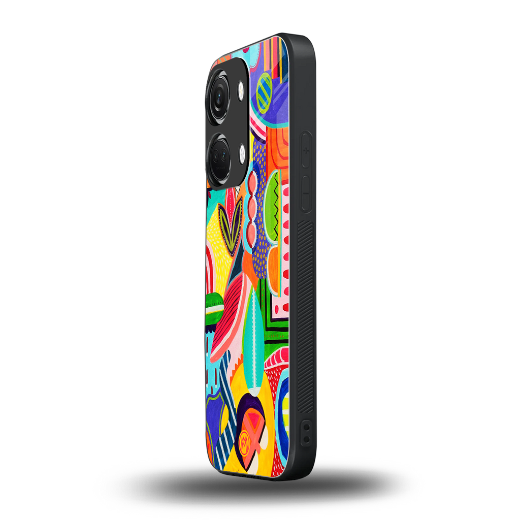 retro abstract back phone cover | glass case for oneplus nord 3