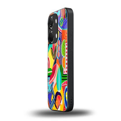 retro abstract back phone cover | glass case for oneplus nord 3