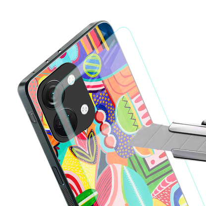 retro abstract back phone cover | glass case for oneplus nord 3