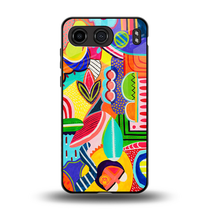 retro abstract back phone cover | glass case for oneplus nord 4