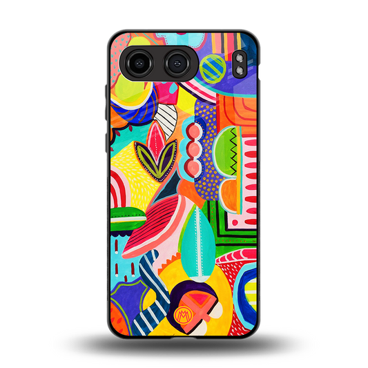 retro abstract back phone cover | glass case for oneplus nord 4