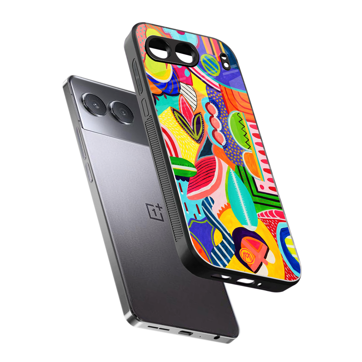 retro abstract back phone cover | glass case for oneplus nord 4