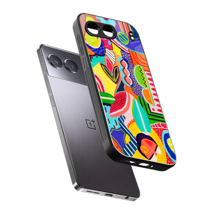 retro abstract back phone cover | glass case for oneplus nord 4