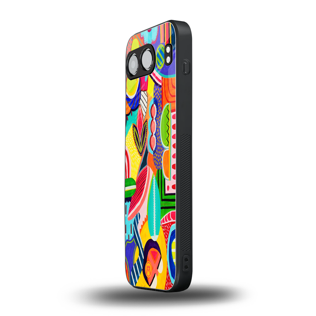 retro abstract back phone cover | glass case for oneplus nord 4