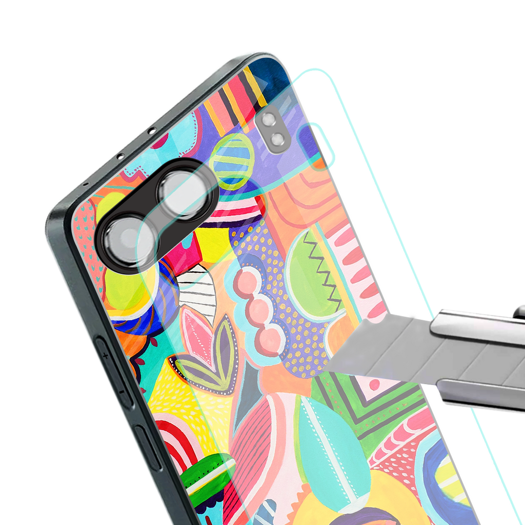retro abstract back phone cover | glass case for oneplus nord 4