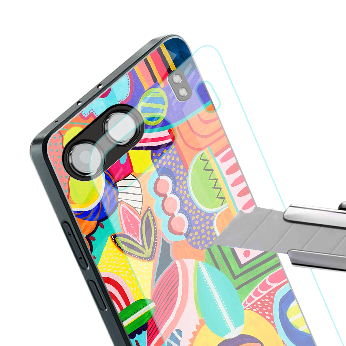 retro abstract back phone cover | glass case for oneplus nord 4