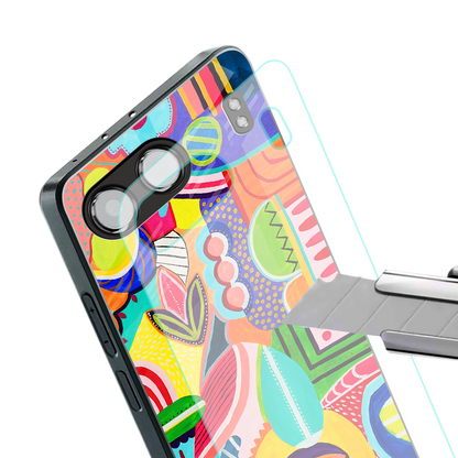 retro abstract back phone cover | glass case for oneplus nord 4