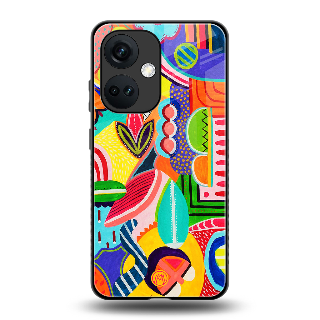 retro abstract back phone cover | glass case for oneplus nord ce 3