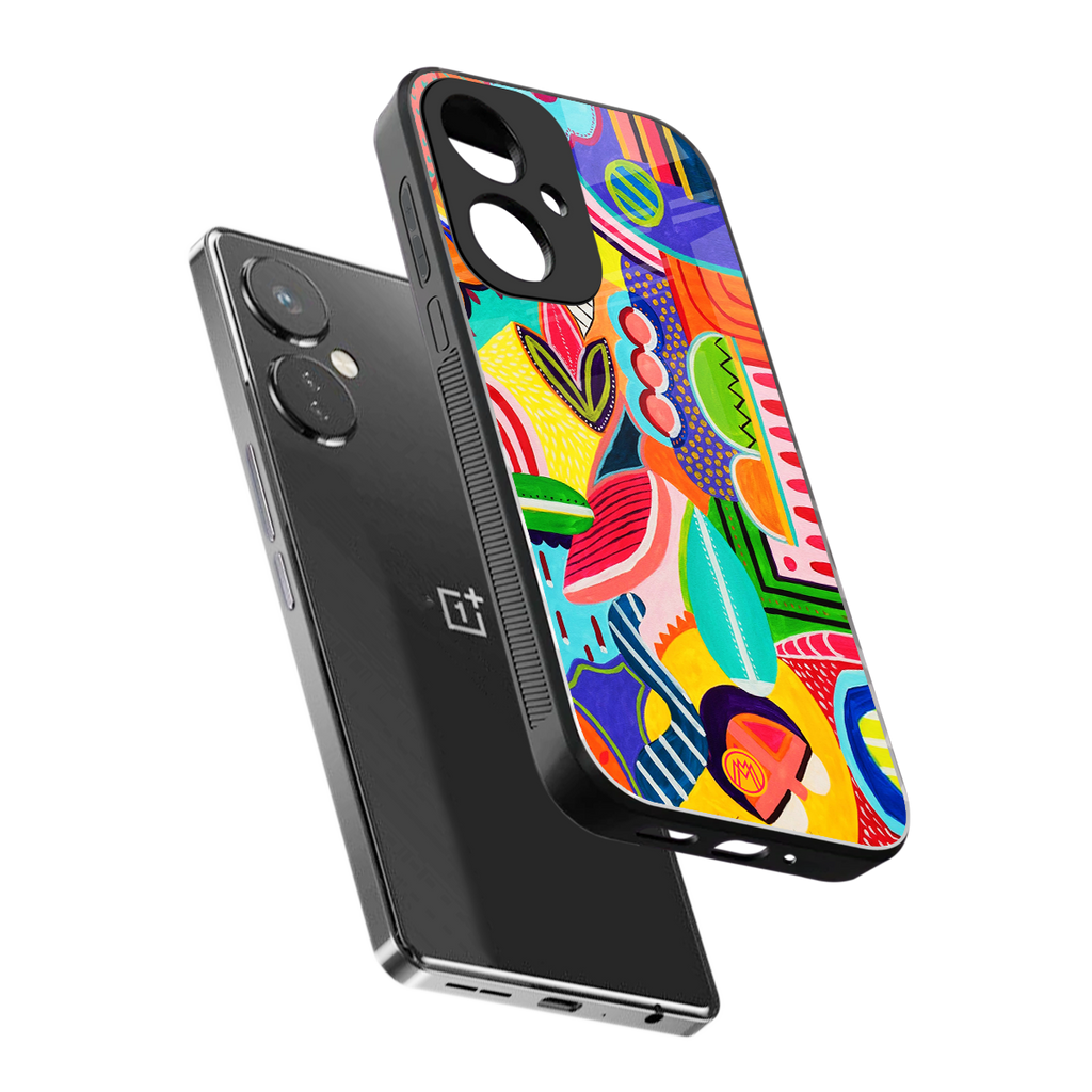 retro abstract back phone cover | glass case for oneplus nord ce 3