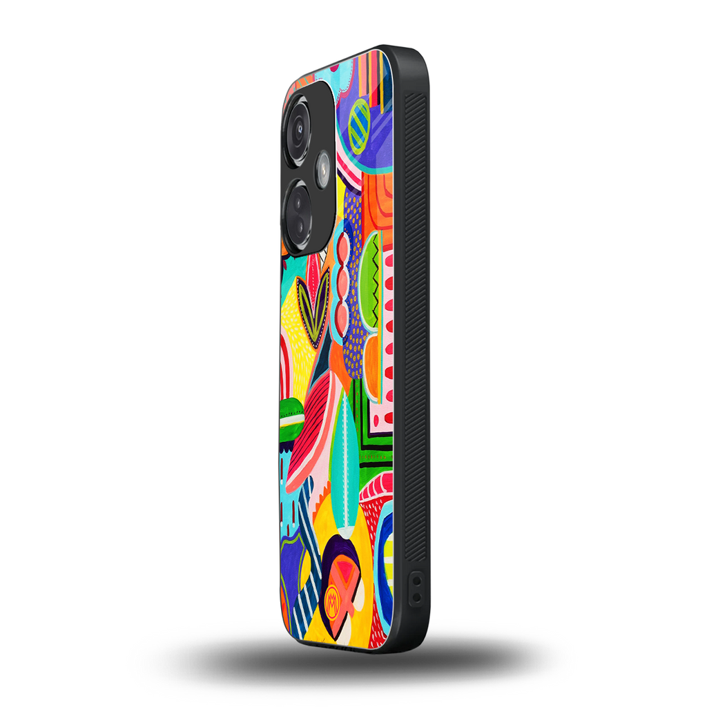retro abstract back phone cover | glass case for oneplus nord ce 3