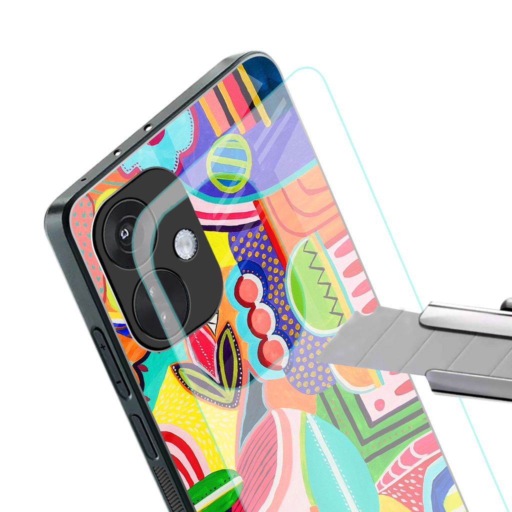 retro abstract back phone cover | glass case for oneplus nord ce 3