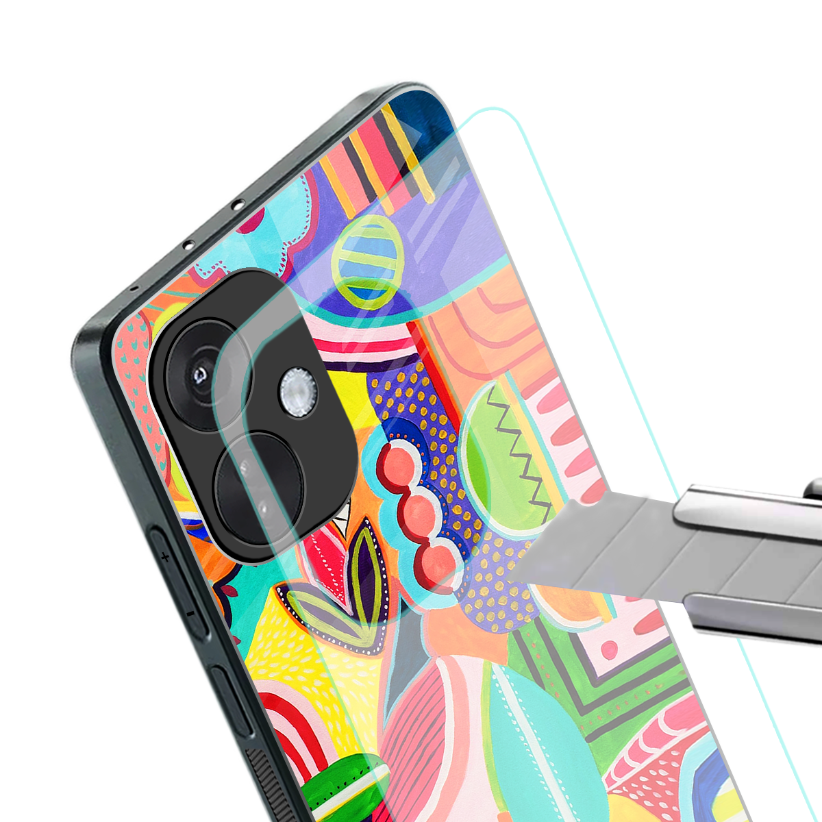retro abstract back phone cover | glass case for oneplus nord ce 3