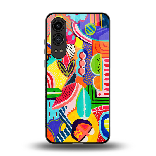 retro abstract back phone cover | glass case for oneplus nord ce 4 lite