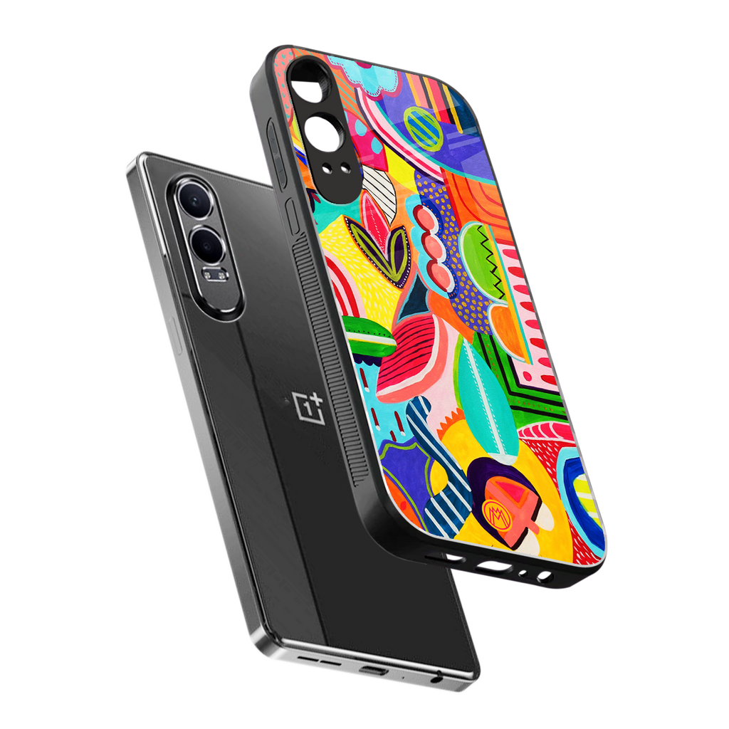 retro abstract back phone cover | glass case for oneplus nord ce 4 lite