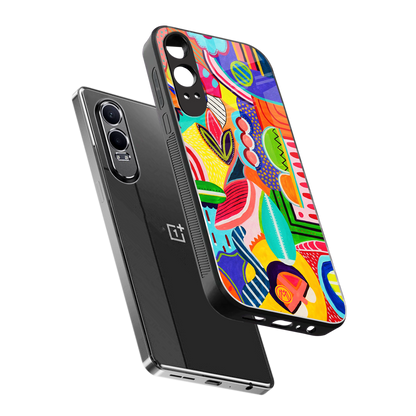 retro abstract back phone cover | glass case for oneplus nord ce 4 lite
