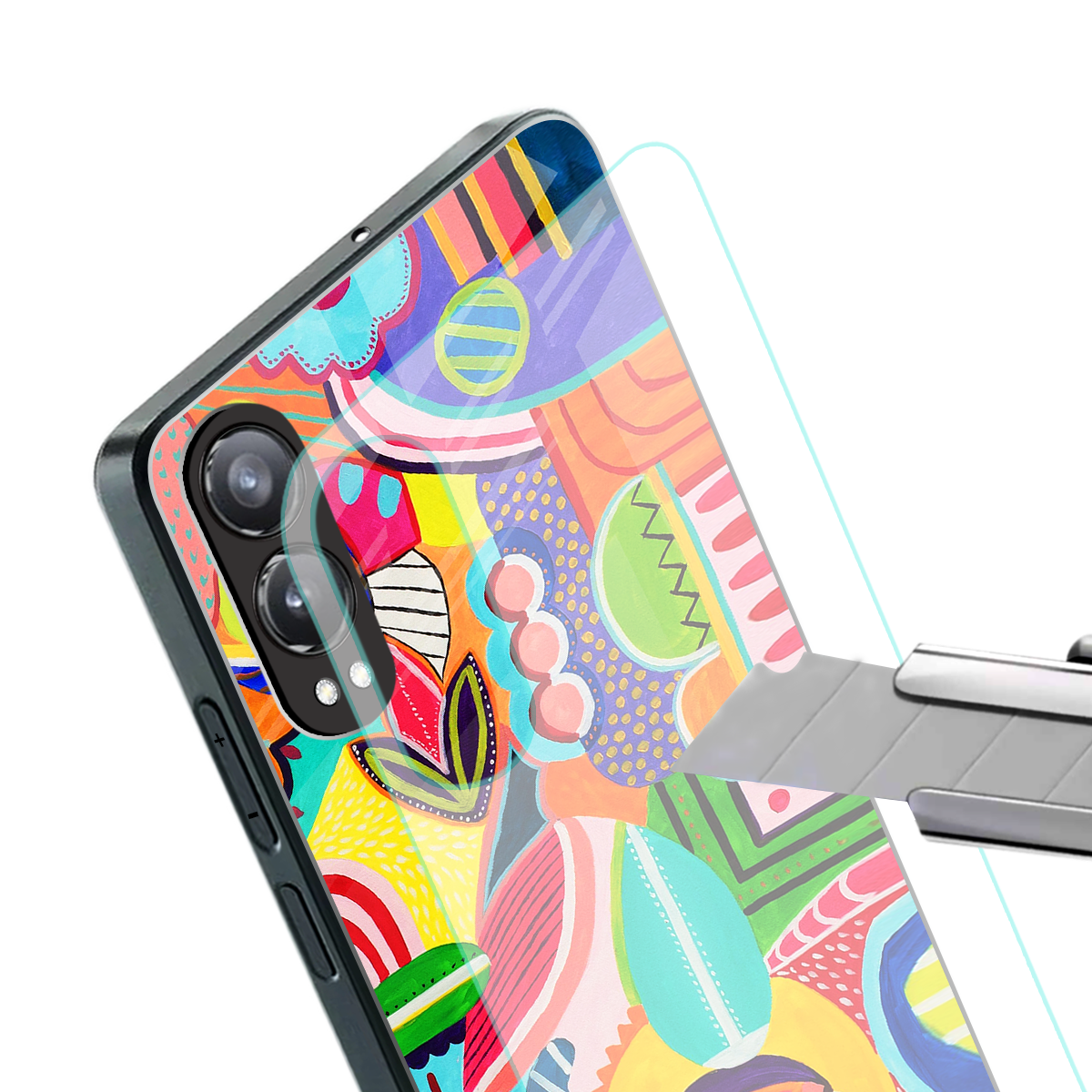 retro abstract back phone cover | glass case for oneplus nord ce 4 lite
