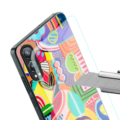 retro abstract back phone cover | glass case for oneplus nord ce 4 lite