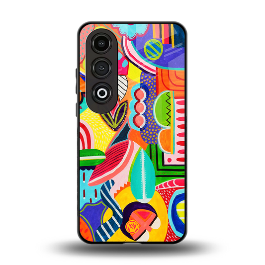 retro abstract back phone cover | glass case for oneplus nord ce 4