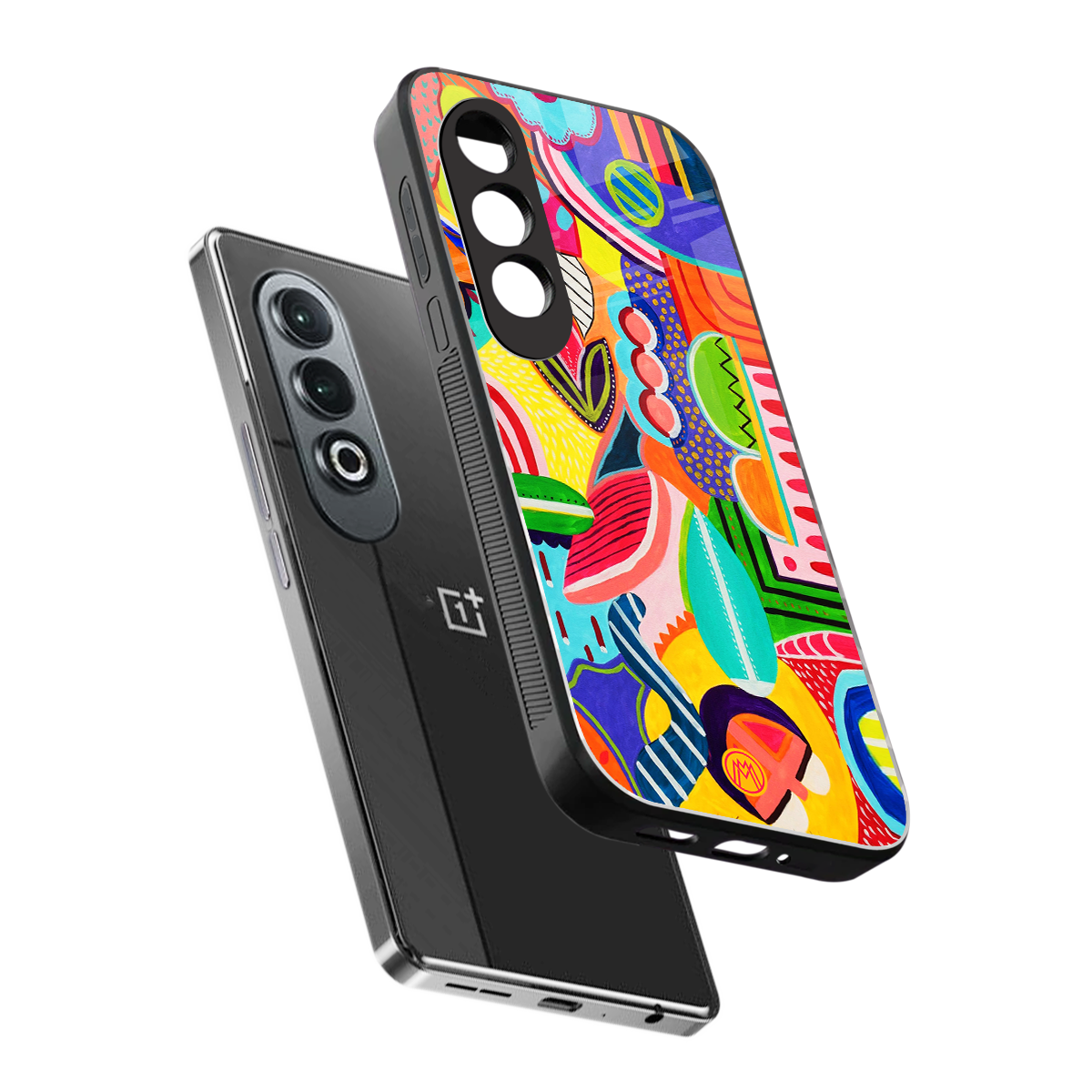 retro abstract back phone cover | glass case for oneplus nord ce 4