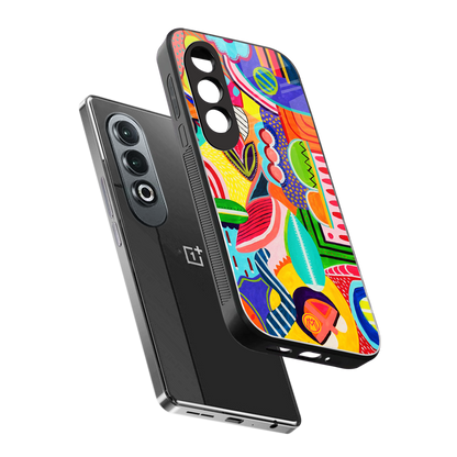 retro abstract back phone cover | glass case for oneplus nord ce 4