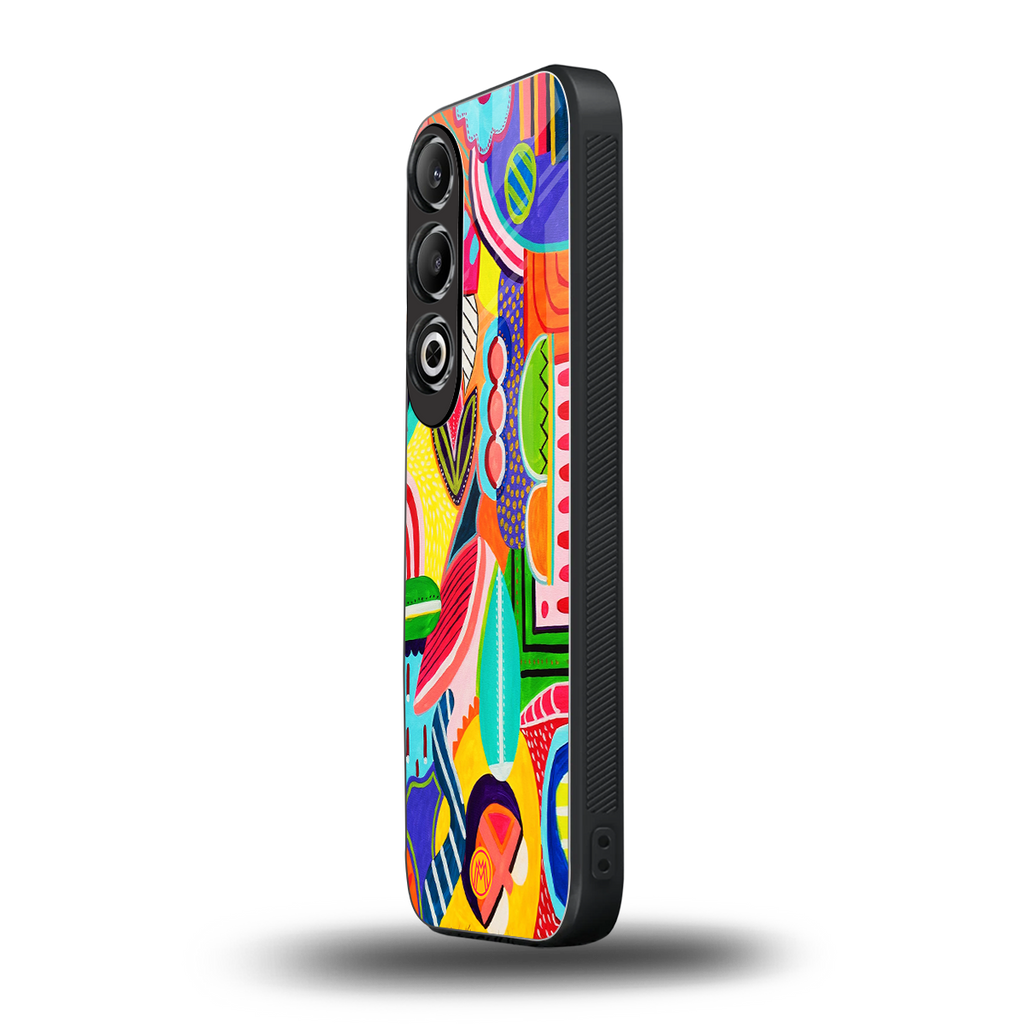 retro abstract back phone cover | glass case for oneplus nord ce 4