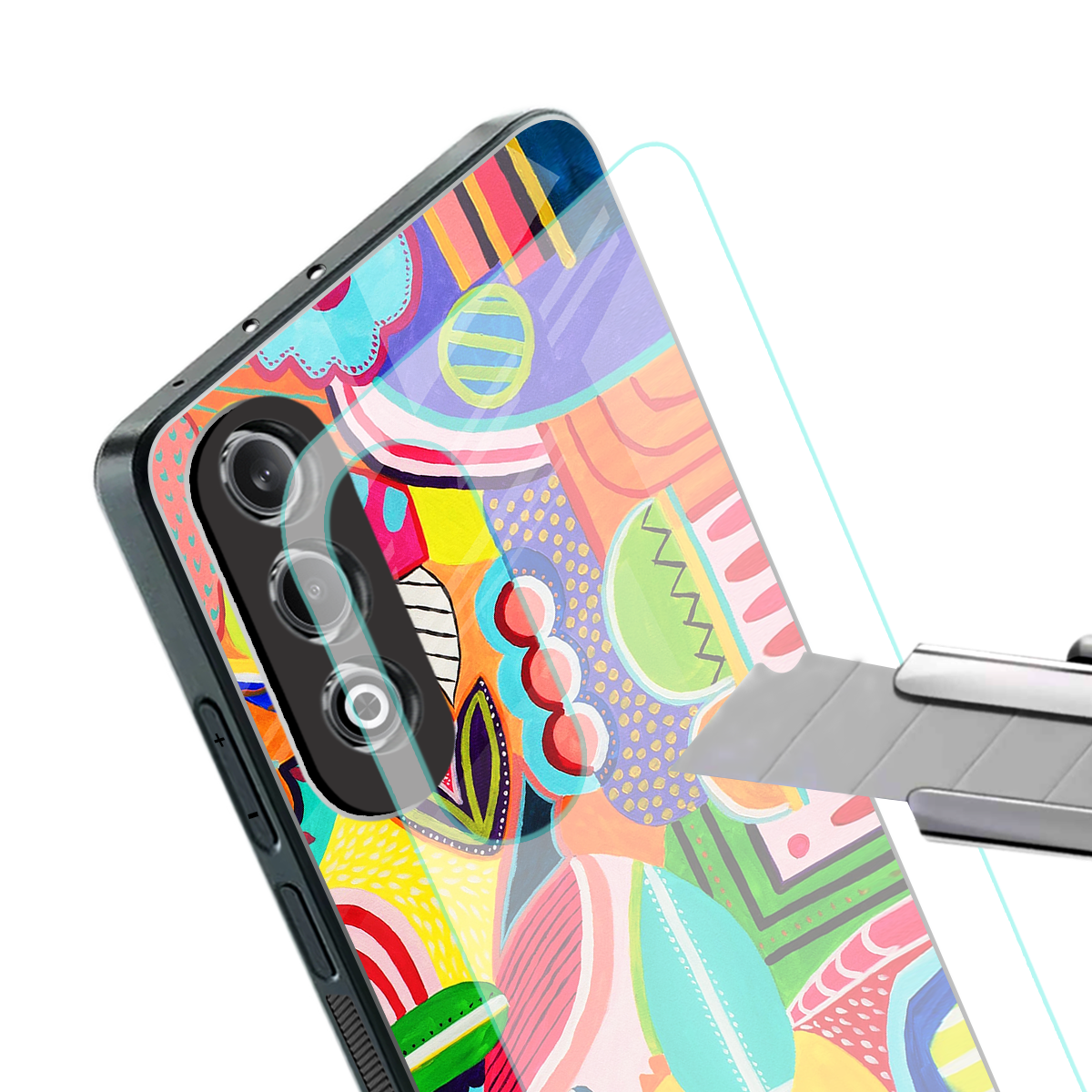 retro abstract back phone cover | glass case for oneplus nord ce 4